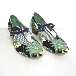 Ruby Shoo Iris Teal Navy Low Heel Buckle Shoes US 7 Geometric Glinda European